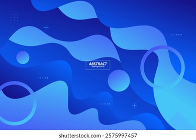 Bright minimal geometric gradient wave blue background with simple shape circle pattern. Colorful blue design. Elegant concept. Vector Eps10