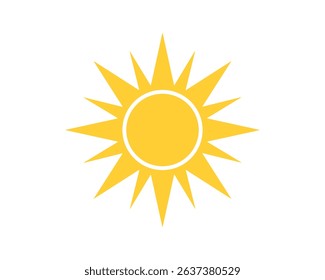 Bright, minimalist sun illustration. Symbol of summer, energy, and positivity. Use for weather forecasts, travel blogs, and childrens books. Vector format.