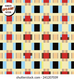 Bright minimalistic 8 bit background. Seamless pattern. Vector design.