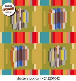 Bright minimalistic 8 bit background. Seamless pattern. Vector design.