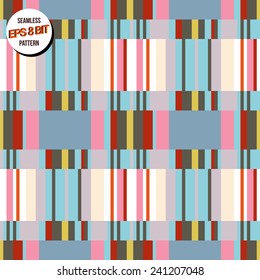 Bright minimalistic 8 bit background. Seamless pattern. Vector design.