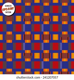 Bright minimalistic 8 bit background. Seamless pattern. Vector design.