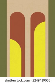 Bright minimalistic architecture arch poster illustration. Modern aesthetic illustration.