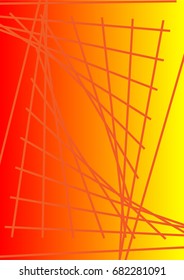 Bright Minimalistic Cover Design. A4 Template. Futuristic Abstract Background. Gentle Gradient from Orange to Yellow with Lines