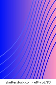 Bright Minimalistic Cover Design. A4 Template. Futuristic Abstract Background. Gentle Gradient from Blue to Lilac with Lines