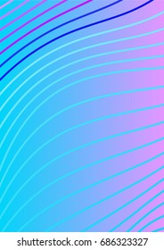 Bright Minimalistic Cover Design. A4 Template. Futuristic Abstract Background. Gentle Gradient from Blue to Lilac with Lines