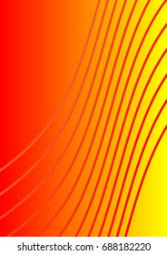 Bright Minimalistic Cover Design. A4 Template. Futuristic Abstract Background. Gentle Gradient from Orange to Yellow with Lines