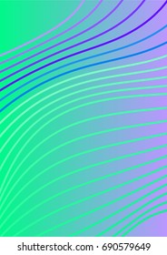 Bright Minimalistic Cover Design. A4 Template. Futuristic Abstract Background. Gentle Gradient from Green to Violet with Lines