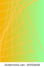 Bright Minimalistic Cover Design. A4 Template. Futuristic Abstract Background. Gentle Gradient from Orange to Green with Lines