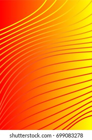 Bright Minimalistic Cover Design. A4 Template. Futuristic Abstract Background. Gentle Gradient from Orange to Yellow with Lines