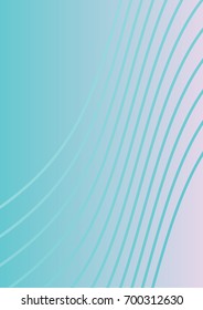Bright Minimalistic Cover Design. A4 Template. Futuristic Abstract Background. Gentle Gradient from Blue to Lilac with Lines