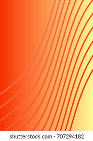 Bright Minimalistic Cover Design. A4 Template. Futuristic Abstract Background. Gentle Gradient from Orange to Yellow with Lines