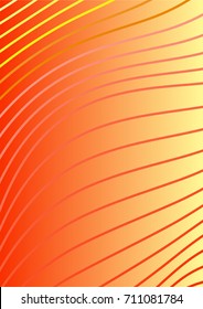 Bright Minimalistic Cover Design. A4 Template. Futuristic Abstract Background. Gentle Gradient from Orange to Yellow with Lines