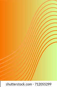 Bright Minimalistic Cover Design. A4 Template. Futuristic Abstract Background. Gentle Gradient from Orange to Yellow with Lines