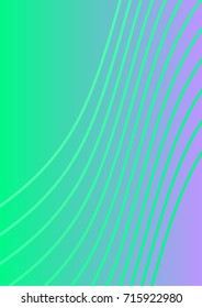 Bright Minimalistic Cover Design. A4 Template. Futuristic Abstract Background. Gentle Gradient from Green to Violet with Lines