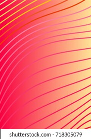 Bright Minimalistic Cover Design. A4 Template. Futuristic Abstract Background. Gentle Gradient from Pink to Yellow with Lines