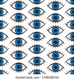 Bright minimalistic seamless vector pattern. Stylish simple image of the eyes. Suitable for clothing, fabrics, packaging and lanterns on the website. Children's. Original in style of comics. EPS 10