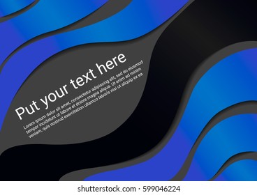 Bright and minimalistic stylish template with blue paper waves