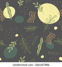 Bright mix of abstract vector leaves in the form of a seamless background. Contrasting and elegant color scheme for various applications