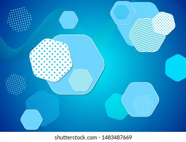 Bright modern abstract background of hexagons, dots and wave lines. Business template for brochure, cover, banner, flyer. Vector illustration for your design.