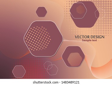 Bright modern abstract background of hexagons, dots and wave lines. Business template for brochure, cover, banner, flyer. Vector illustration for your design.
