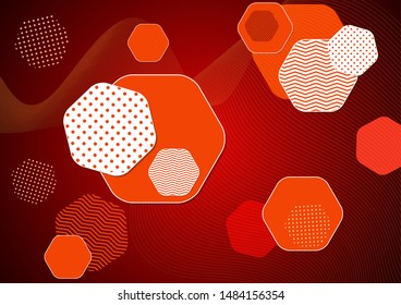 Bright modern abstract background of hexagons, dots and wave lines. Business template for brochure, cover, banner, flyer. Vector illustration for your design.
