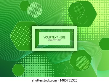 Bright modern abstract background of hexagons, dots and wave lines. Business template for brochure, cover, banner, flyer. Vector illustration for your design.