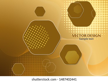 Bright modern abstract background of hexagons, dots and wave lines. Business template for brochure, cover, banner, flyer. Vector illustration for your design.