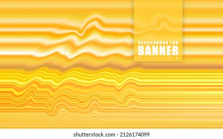Bright modern abstract background with paint strokes and 3D effect. Universal abstract yellow background. Minimalistic banner background. Waves from lines background yellow hologram