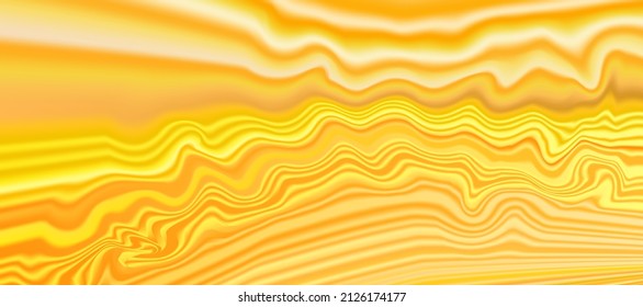 Bright modern abstract background with paint strokes and 3D effect. Universal abstract yellow background. Banner yellow wave lines background. Waves from lines background yellow hologram