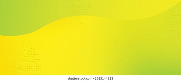 Bright Modern Abstract Background with Wavy Design and Subtle Dots. Green, Orange, and Yellow Colors. eps10.