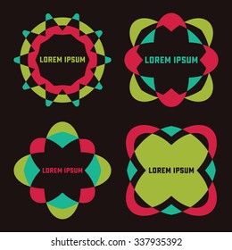 Bright Modern Abstract Insignias or Logotypes set. Vector design elements, business signs, logos, identity, labels, badges and objects