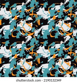 Bright modern abstract seamless pattern for textile design. Seamless vector background with abstract ornaments. Retro bright summer background. Vintage exotic print.