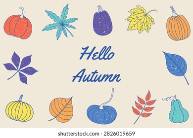 Bright and modern autumn background featuring the hand-drawn text 