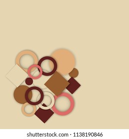 bright modern background, multicolored rings, circles, squares