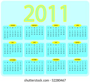 Bright Modern Blue and Yellow 2011 Calender