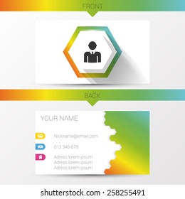 the bright modern business card with the colorful hexagon