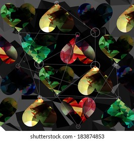Bright modern diamond hearts Valentine's Day