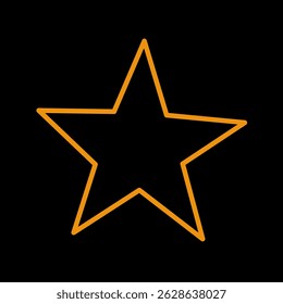 Bright and modern digital illustration of an orange star outline centered on a black background. The clean, glowing lines and minimalist style make this geometric artwork ideal for creative, tech