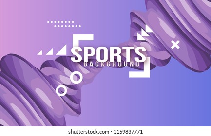 Bright modern dynamic geometric sports background bright ultraviolet with a twisted spiral poster for playing football basketball or croquet. Vector illustration