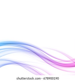 Bright modern futuristic elegant wave lines forming transparent colorful gradient liquid air swoosh pattern. Vector illustration