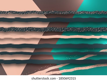 Bright modern geometric background, abstract stripes. Creative template for design of cover, flyer, leaflet, magazine. Vector illustration.
