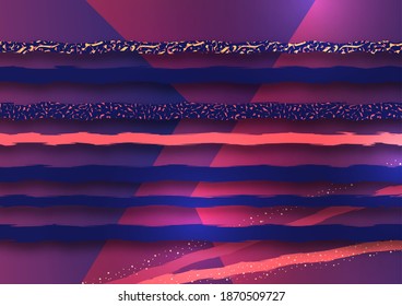 Bright modern geometric background, abstract stripes. Creative template for design of cover, flyer, leaflet, magazine. Vector illustration.