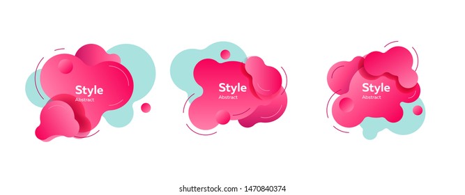 Bright modern graphic elements. Gradient banners with flowing liquid shapes. Template for design of leaflet, website or presentation. Vector illustration