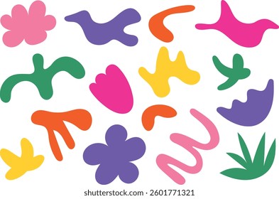 Bright modern hand drawn set with abstract elements. Vector illustrations for creating a design.
