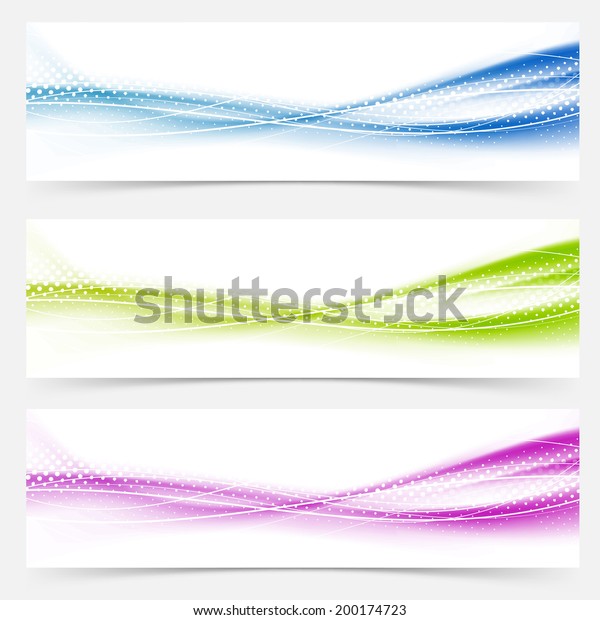 Bright modern headers and footers templates\
set. Vector\
illustration