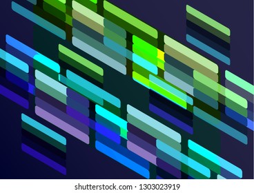 Bright modern isometric abstract composition of rectangles and stripes. Perfect background for your design projects. Vector graphics.