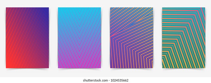 Bright modern line pattern geometrical folder collection. Vector illustration