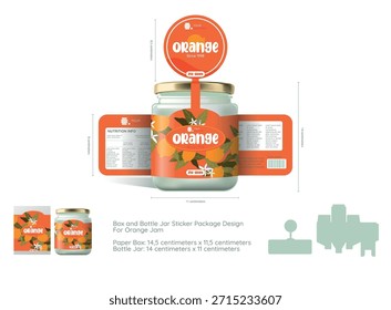 Caja de mermelada naranja moderna brillante - Plantilla de etiqueta engomada de la botella
