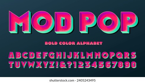 A bright modern pop art alphabet with strong saturated colors.